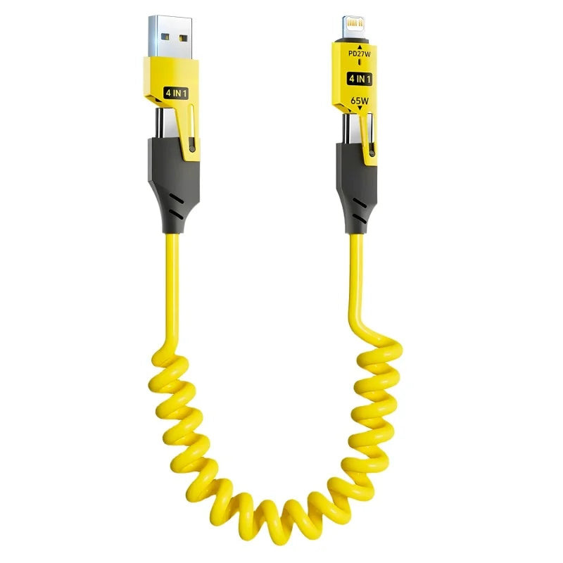 Level up your charging game! 🌟 Check out this 4-in-1 Spring Telescopic USB Type C Cable – 65W power, quick charging, and perfect for iPhone 15/14/13/12! 🔌⚡️ #TechEssentials #ChargingMadeEasy